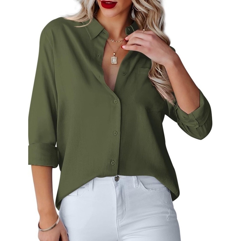 Diosun NWT Olive Green Size XL Longsleeve Button down Blouse Top